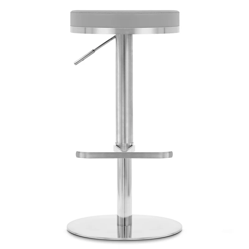 Chaise de Bar Faux Cuir Chrome Brossé - Oracle Gris