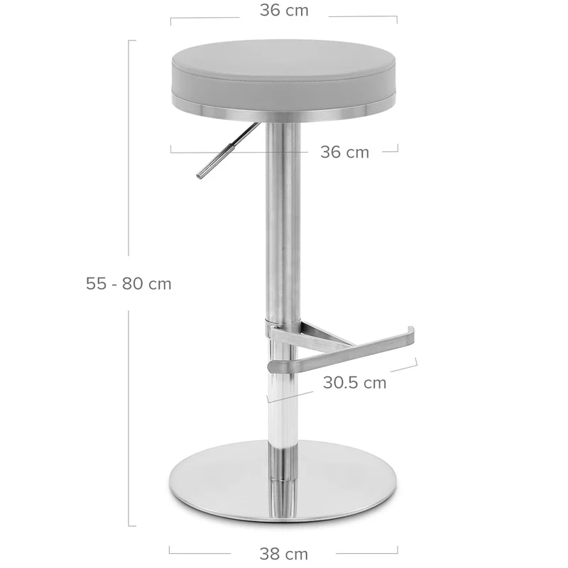 Chaise de Bar Faux Cuir Chrome Brossé - Oracle Gris