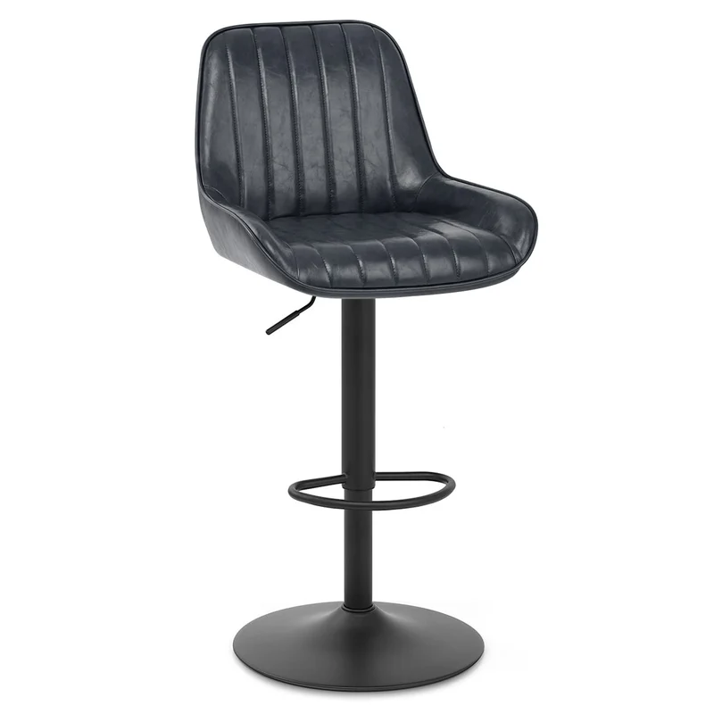 Tabouret de Faux Cuir Réglable - Mustang Bleu Foncé