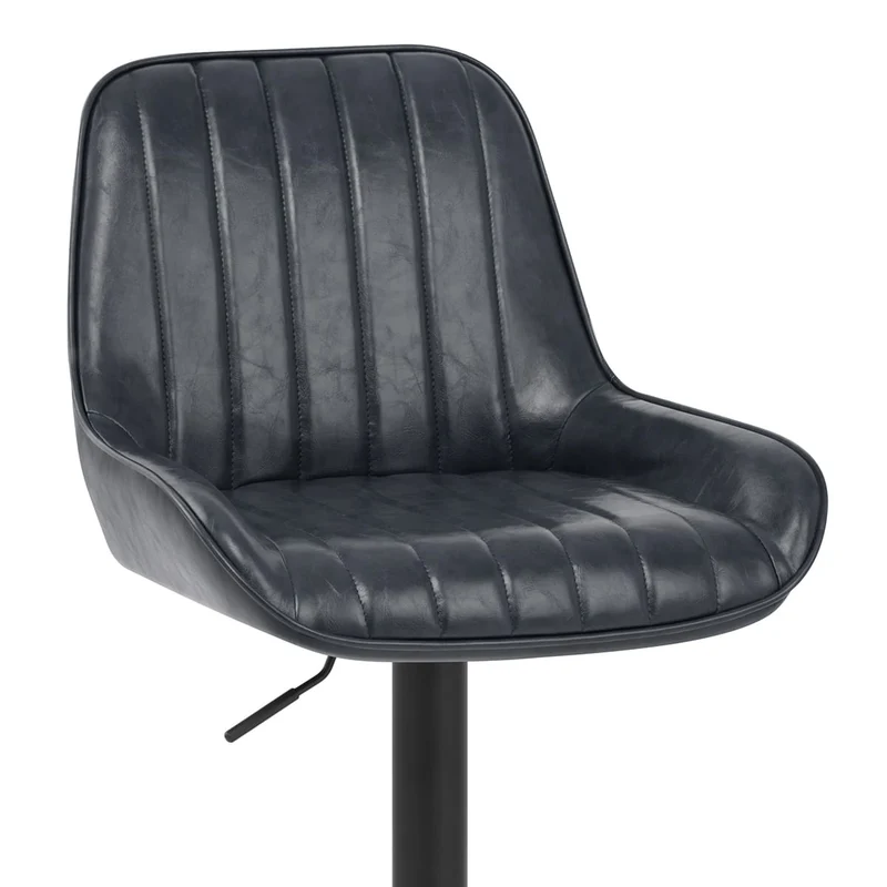 Tabouret de Faux Cuir Réglable - Mustang Bleu Foncé