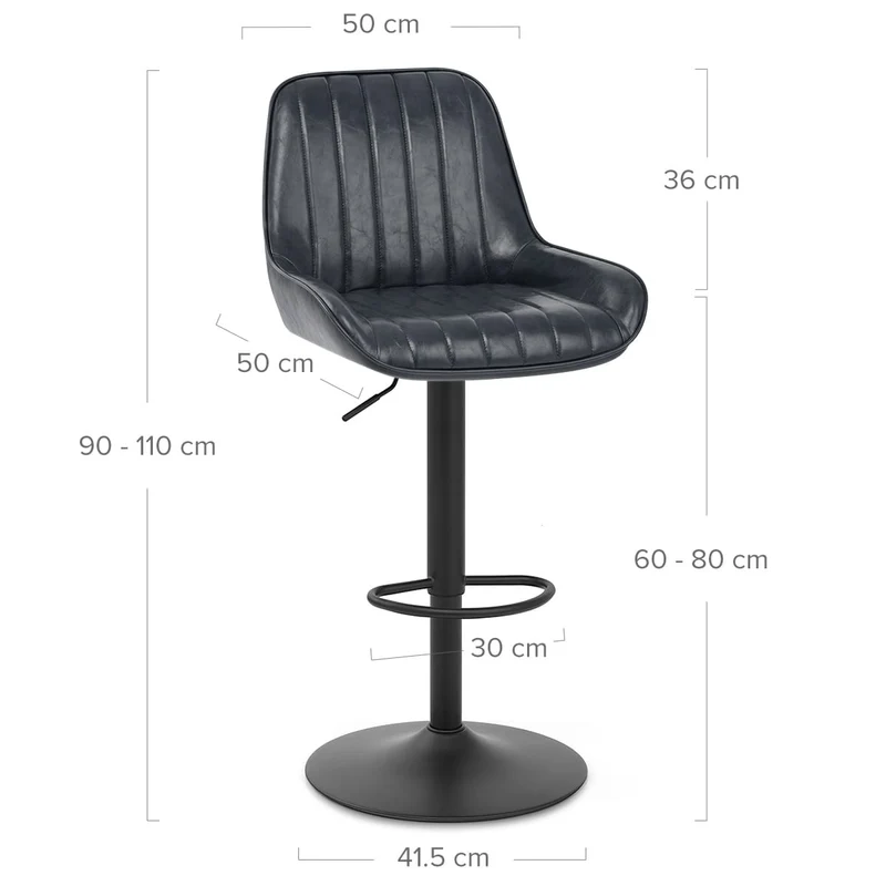 Tabouret de Faux Cuir Réglable - Mustang Bleu Foncé