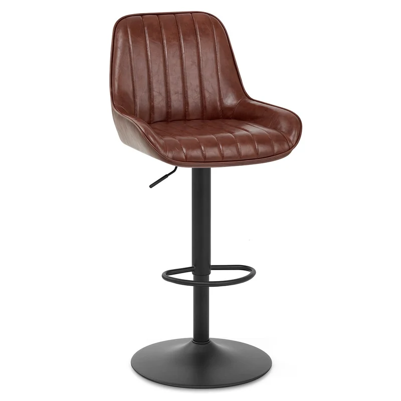 Tabouret de Faux Cuir Réglable - Mustang Marron