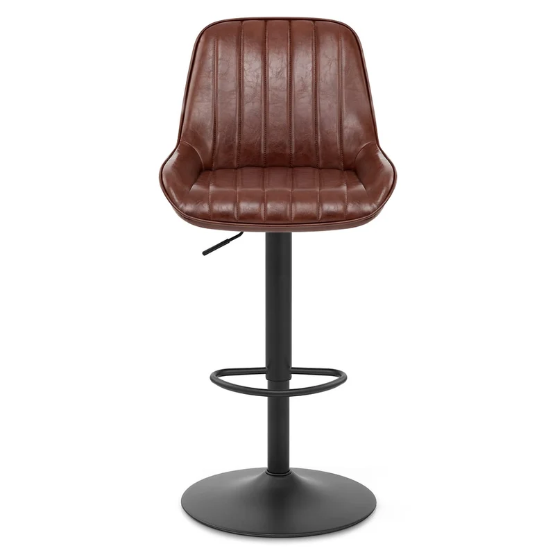 Tabouret de Faux Cuir Réglable - Mustang Marron