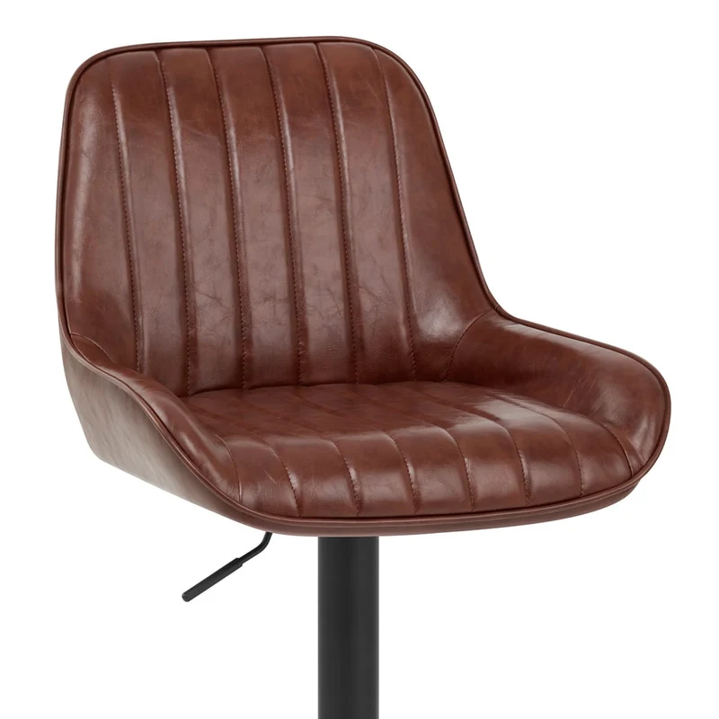 Tabouret de Faux Cuir Réglable - Mustang Marron