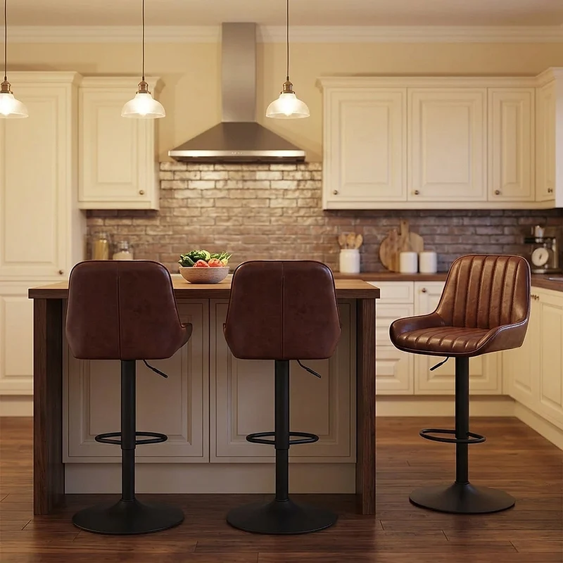 Tabouret de Faux Cuir Réglable - Mustang Marron