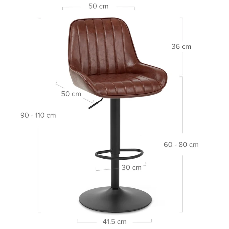 Tabouret de Faux Cuir Réglable - Mustang Marron