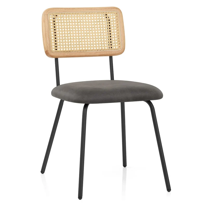 Chaise Faux Cuir - Cassis Gris Foncé