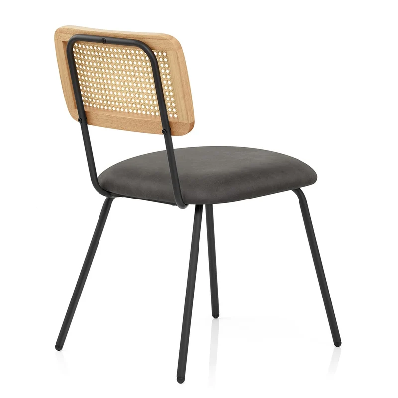 Chaise Faux Cuir - Cassis Gris Foncé