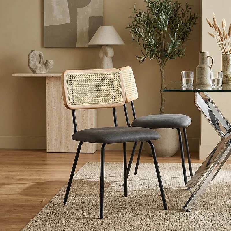 Chaise Faux Cuir - Cassis Gris Foncé