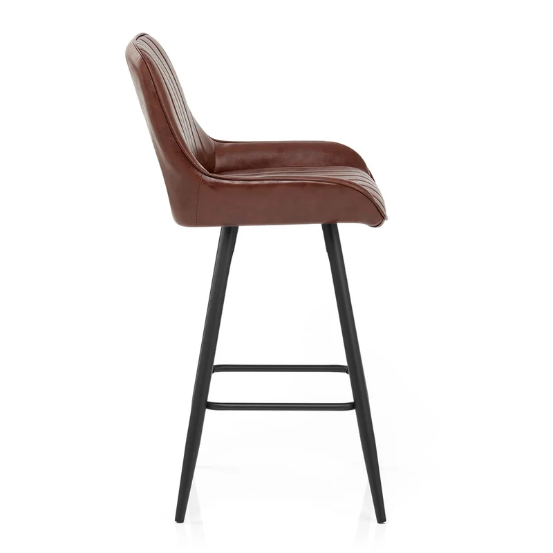 Tabouret Faux Cuir - Mustang Marron