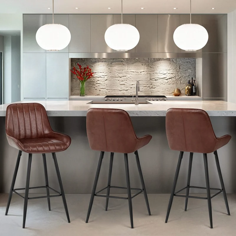 Tabouret Faux Cuir - Mustang Marron