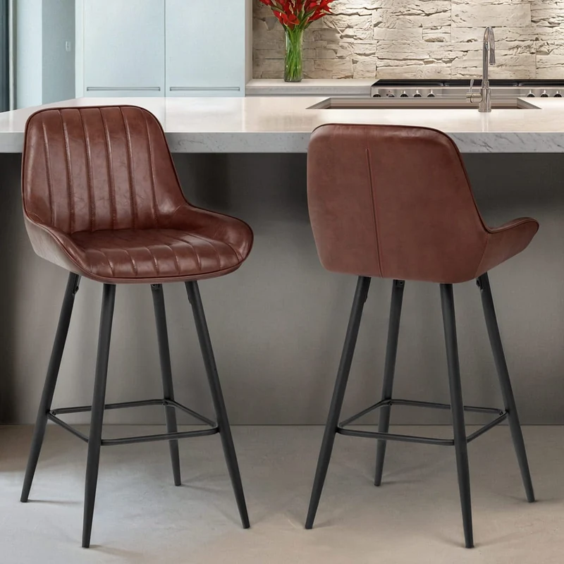 Tabouret Faux Cuir - Mustang Marron