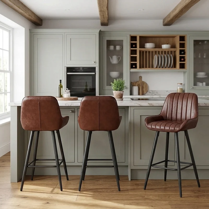 Tabouret Faux Cuir - Mustang Marron