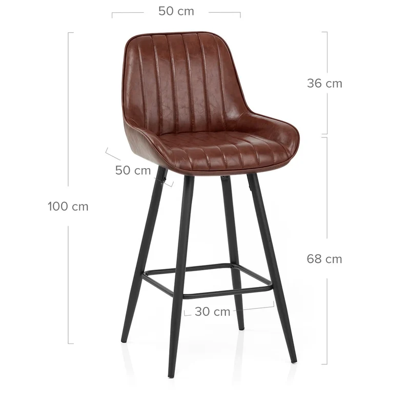 Tabouret Faux Cuir - Mustang Marron