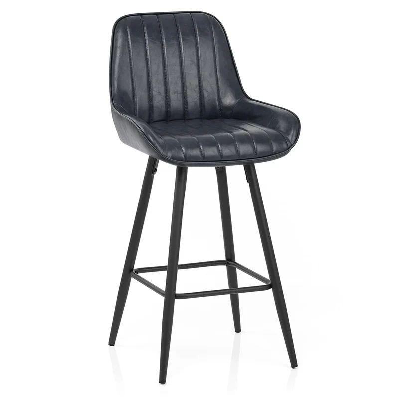 Tabouret Faux Cuir - Mustang Bleu Foncé