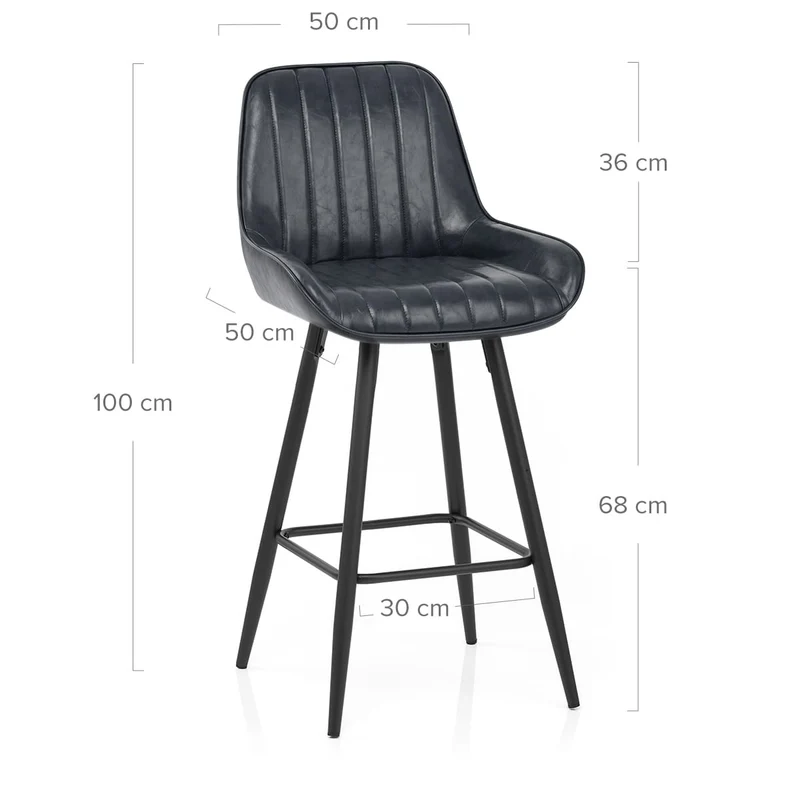 Tabouret Faux Cuir - Mustang Bleu Foncé