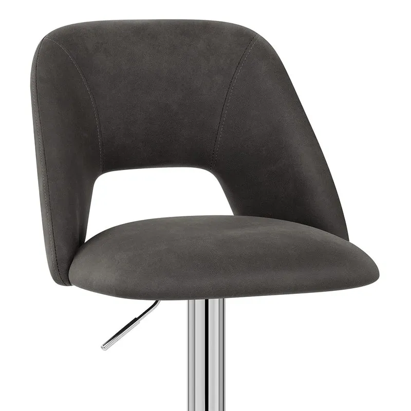 Tabouret de Bar Faux Cuir - Phoenix Gris Foncé
