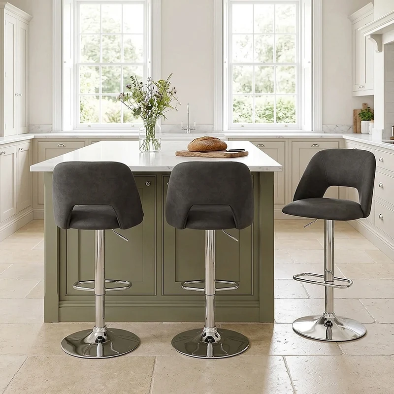 Tabouret de Bar Faux Cuir - Phoenix Gris Foncé