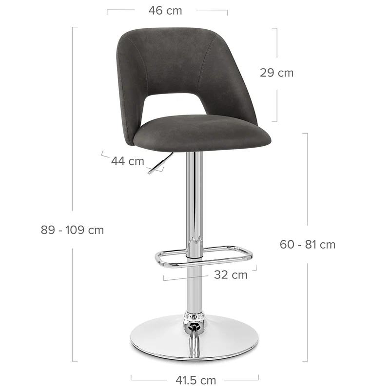 Tabouret de Bar Faux Cuir - Phoenix Gris Foncé