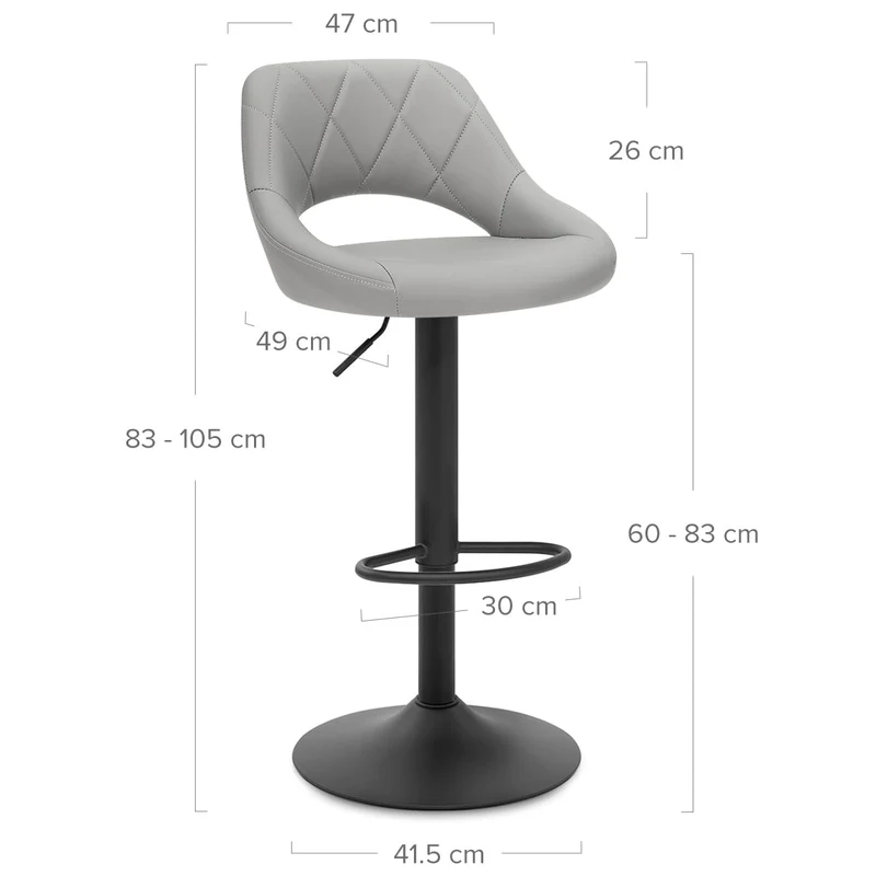 Tabouret de Bar Faux Cuir - Nadia Gris