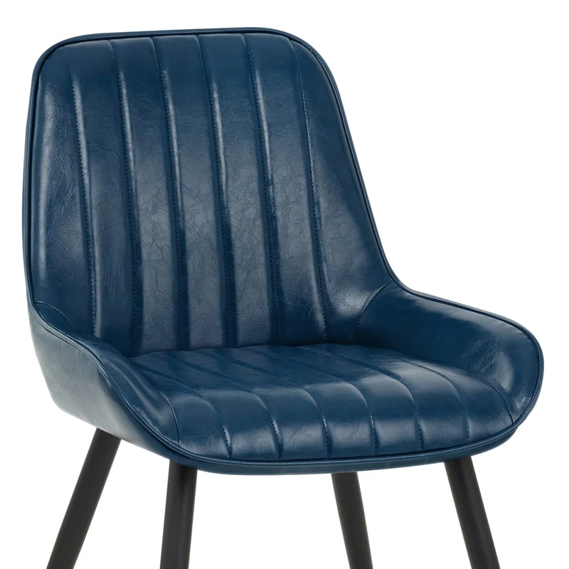Chaise Faux Cuir - Mustang Bleu