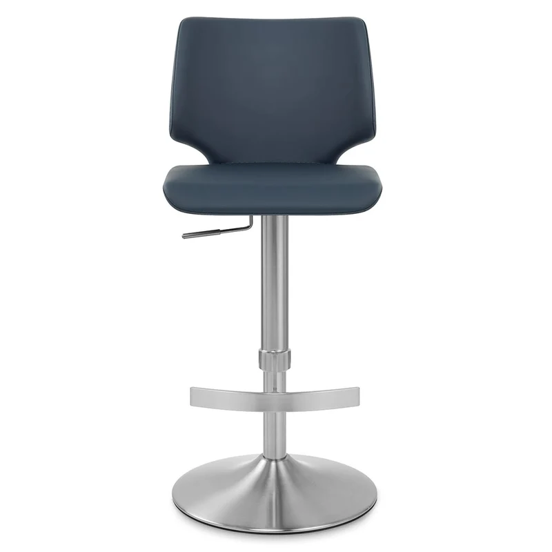 Tabouret de Bar Faux Cuir Chrome Brossé - Mode Bleu