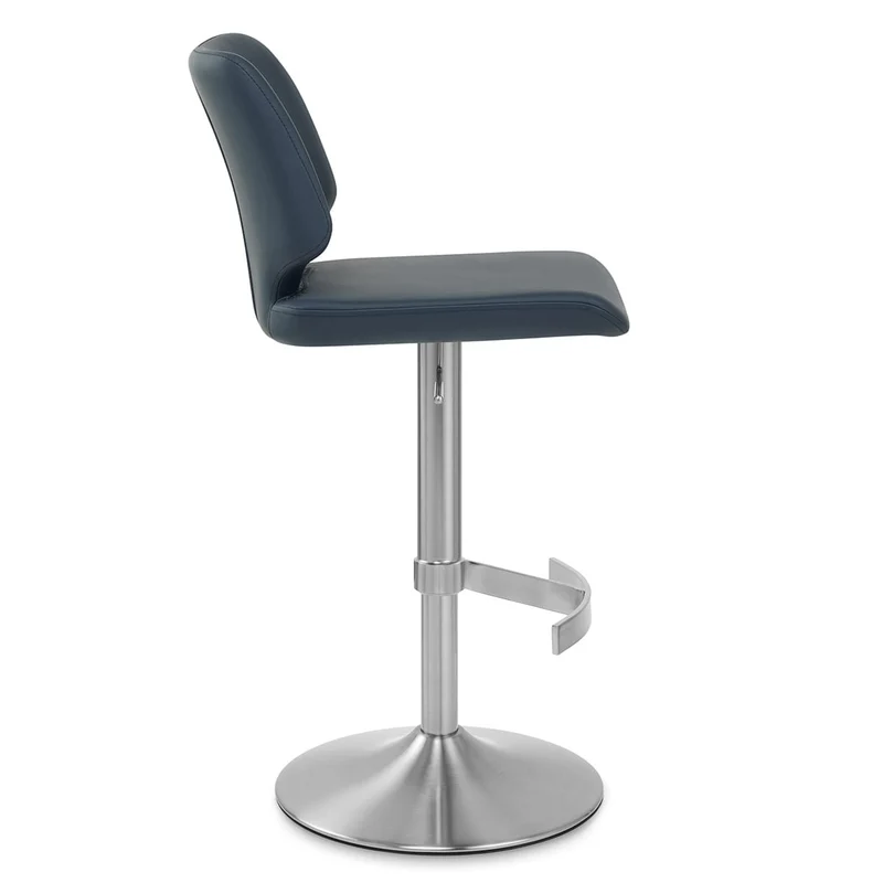 Tabouret de Bar Faux Cuir Chrome Brossé - Mode Bleu
