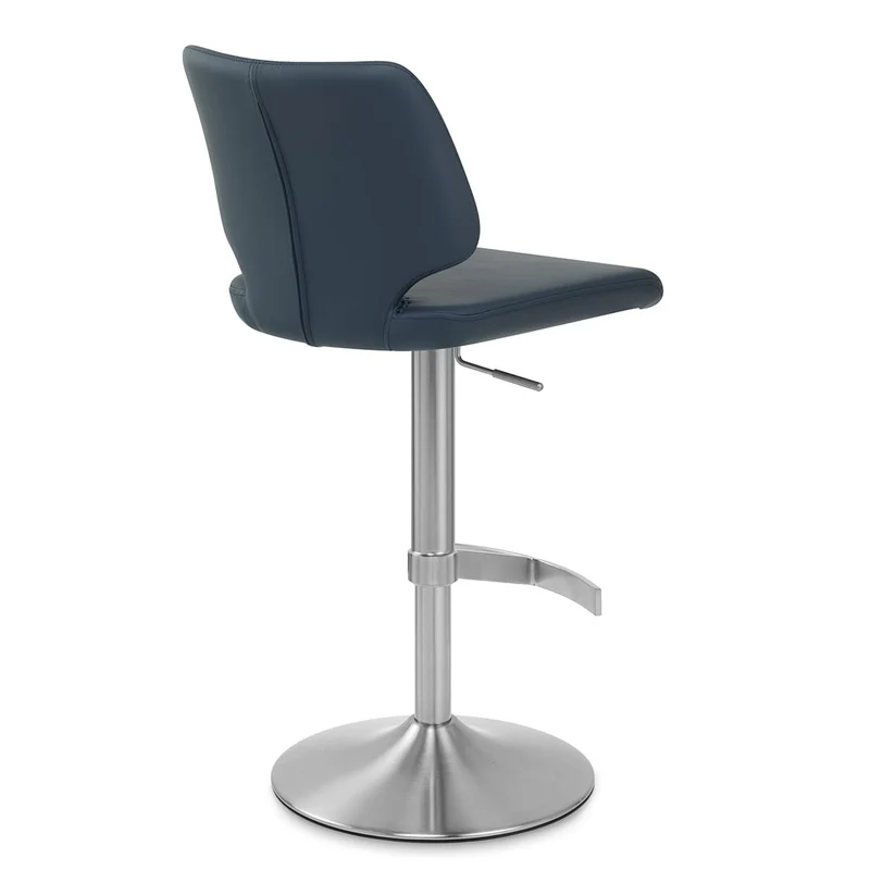 Tabouret de Bar Faux Cuir Chrome Brossé - Mode Bleu