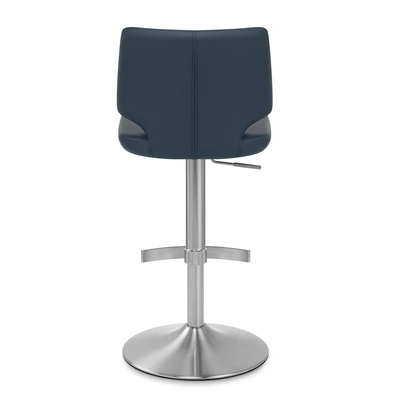 Tabouret de Bar Faux Cuir Chrome Brossé - Mode Bleu