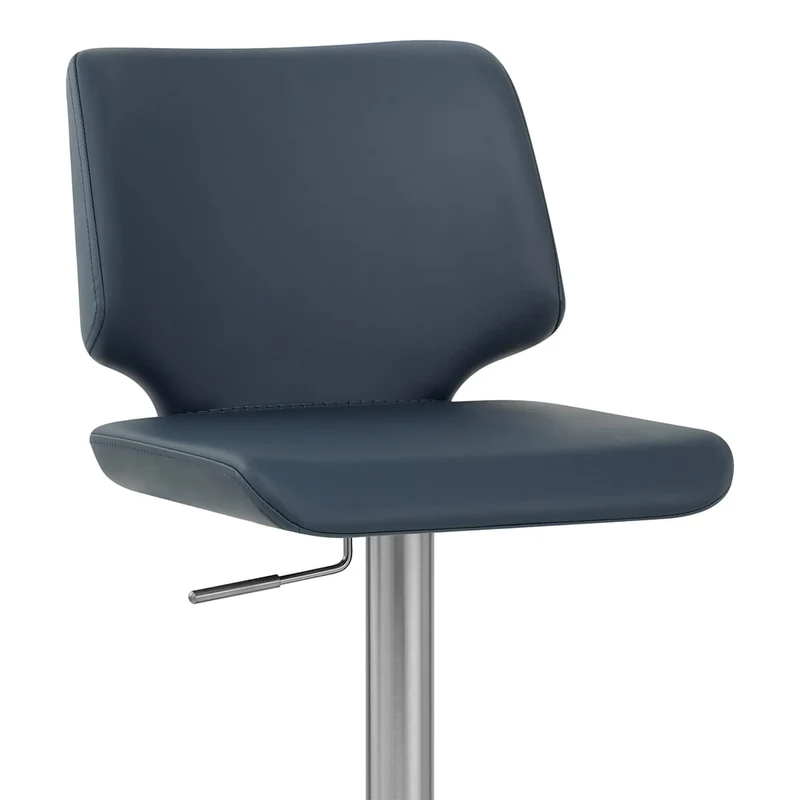Tabouret de Bar Faux Cuir Chrome Brossé - Mode Bleu