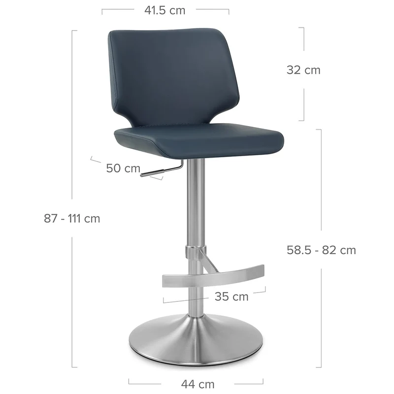 Tabouret de Bar Faux Cuir Chrome Brossé - Mode Bleu