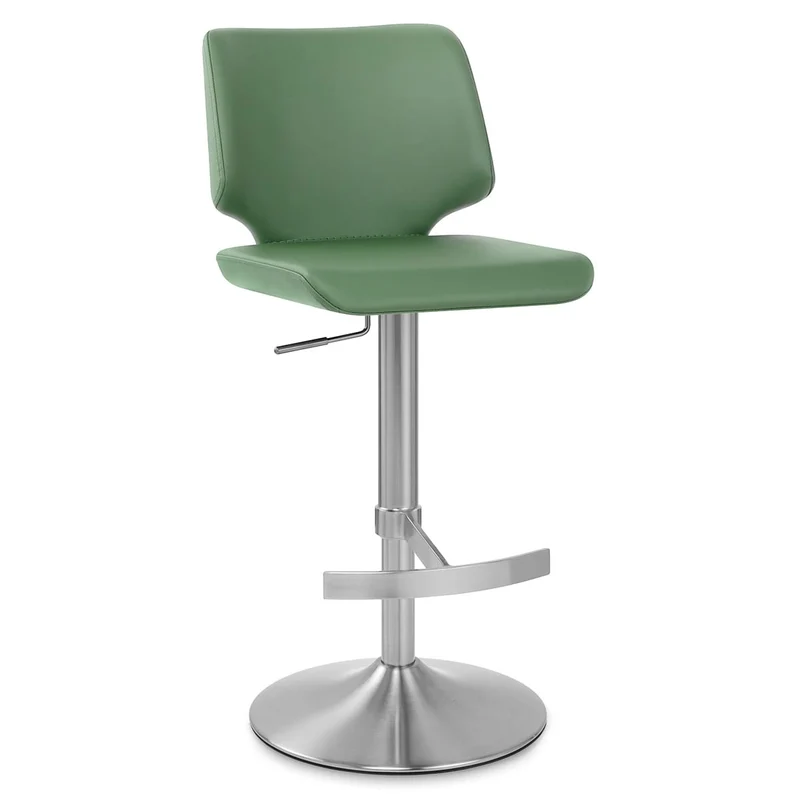 Tabouret de Bar Faux Cuir Chrome Brossé - Mode Vert