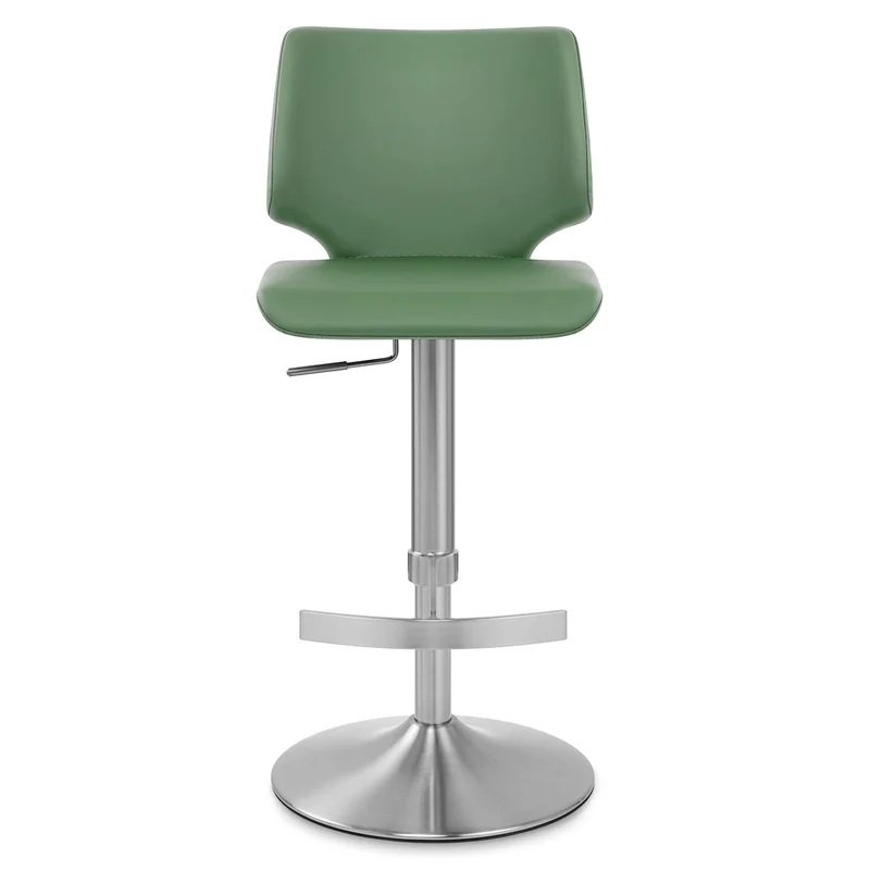 Tabouret de Bar Faux Cuir Chrome Brossé - Mode Vert