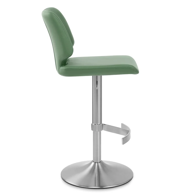 Tabouret de Bar Faux Cuir Chrome Brossé - Mode Vert
