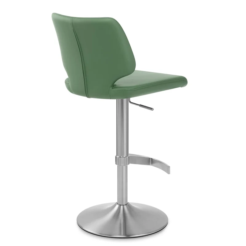 Tabouret de Bar Faux Cuir Chrome Brossé - Mode Vert