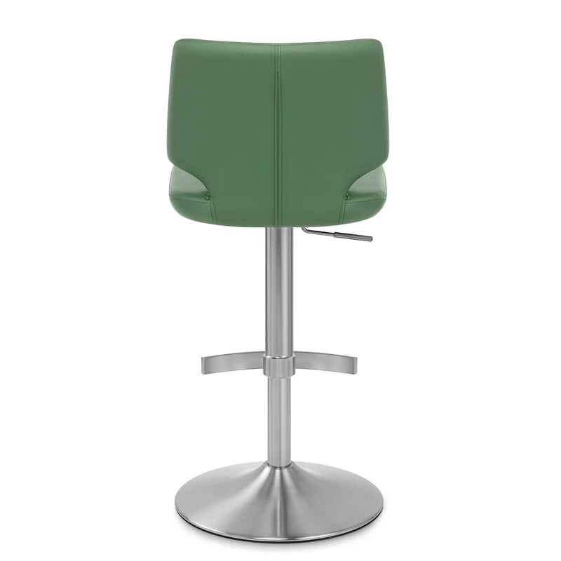 Tabouret de Bar Faux Cuir Chrome Brossé - Mode Vert