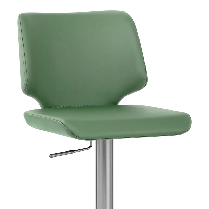 Tabouret de Bar Faux Cuir Chrome Brossé - Mode Vert