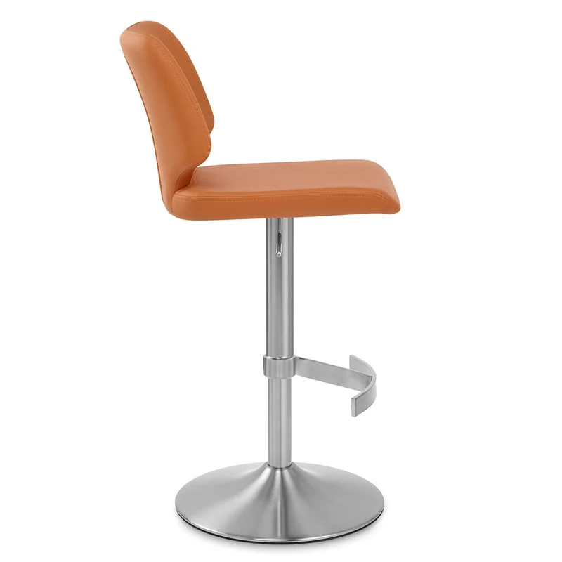 Tabouret de Bar Faux Cuir Chrome Brossé - Mode Orange