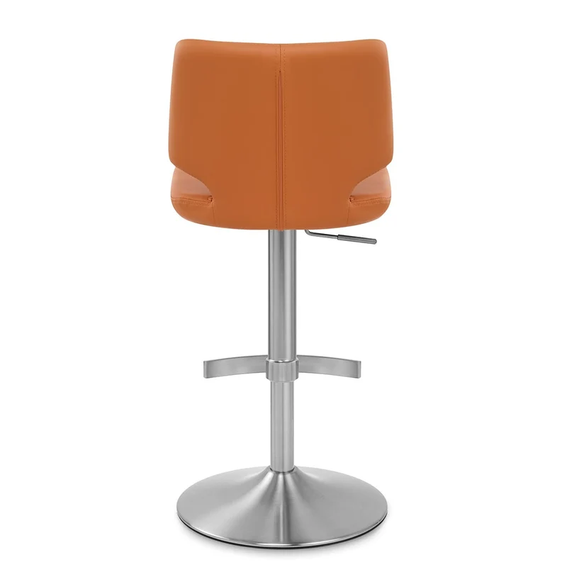 Tabouret de Bar Faux Cuir Chrome Brossé - Mode Orange