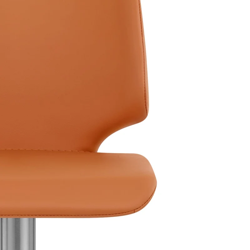 Tabouret de Bar Faux Cuir Chrome Brossé - Mode Orange