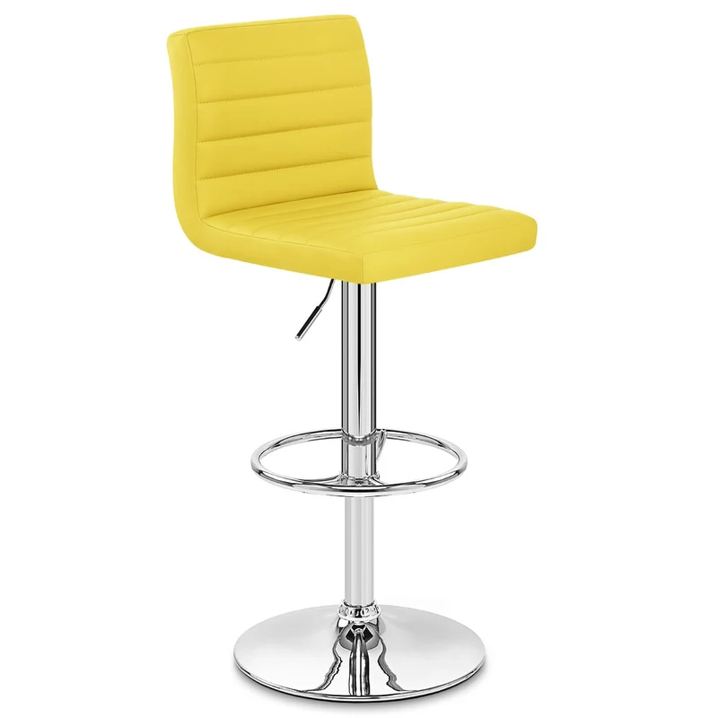 Chaise de Bar Faux Cuir Chrome - Mint Jaune