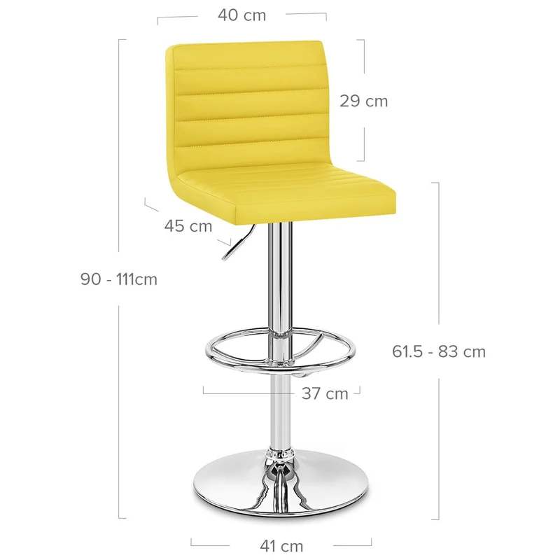 Chaise de Bar Faux Cuir Chrome - Mint Jaune