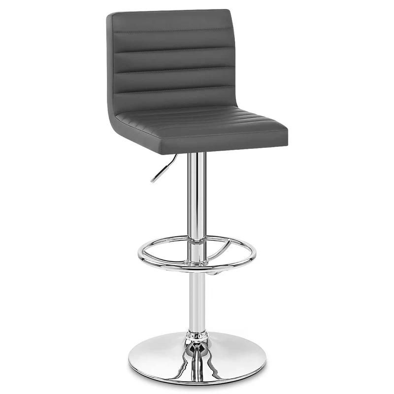Chaise de Bar Faux Cuir Chrome - Mint Gris