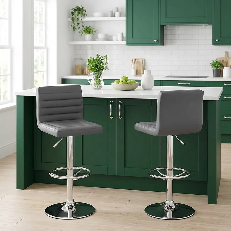 Chaise de Bar Faux Cuir Chrome - Mint Gris