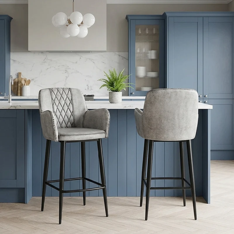 Tabouret de Bar Faux Cuir - Maverick Blanc