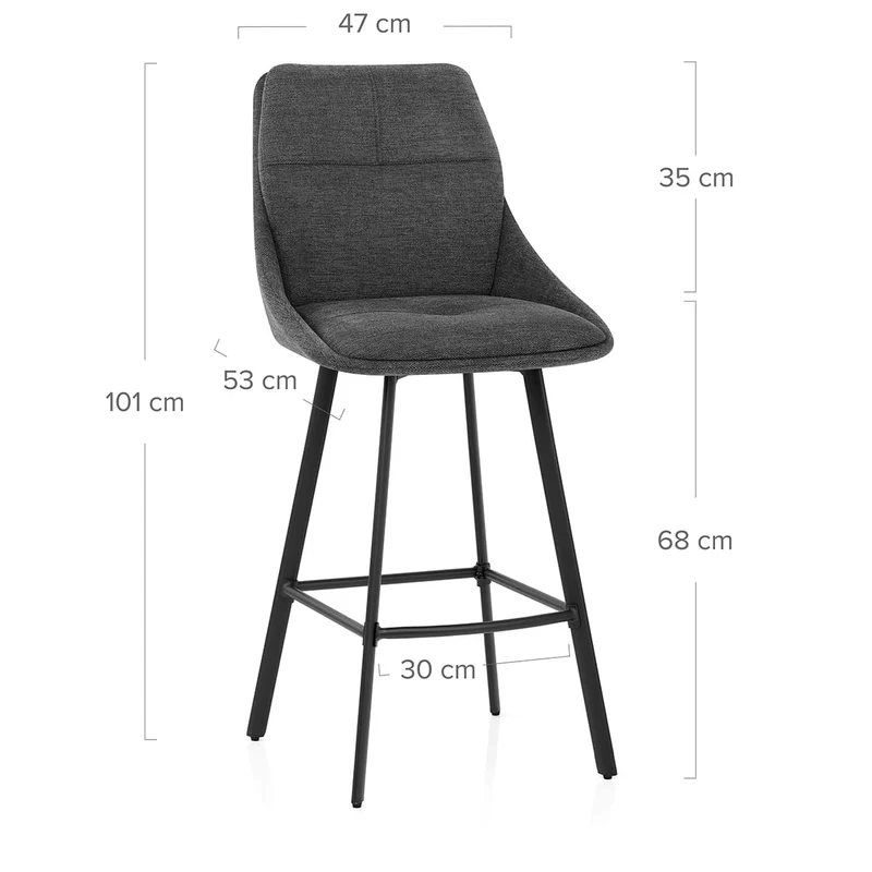 Chaise de Bar Tissu - Nova Gris