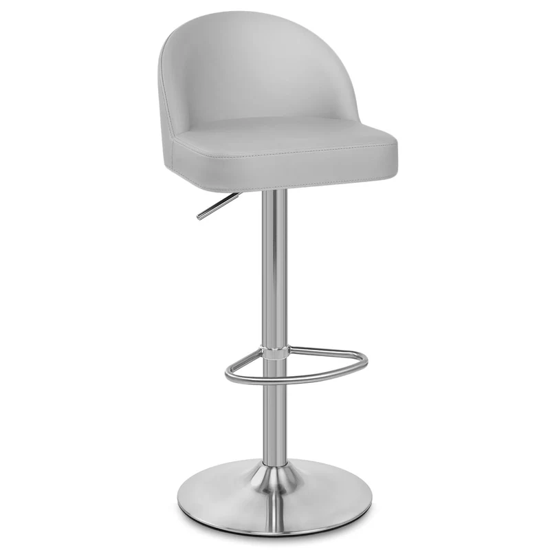 Chaise de Bar Faux Cuir Chrome Brossé - Mimi Gris