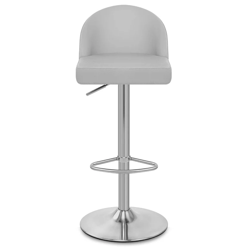 Chaise de Bar Faux Cuir Chrome Brossé - Mimi Gris