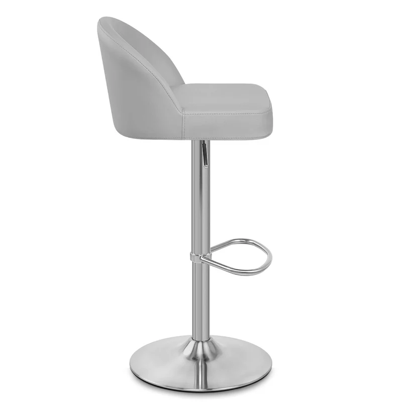 Chaise de Bar Faux Cuir Chrome Brossé - Mimi Gris