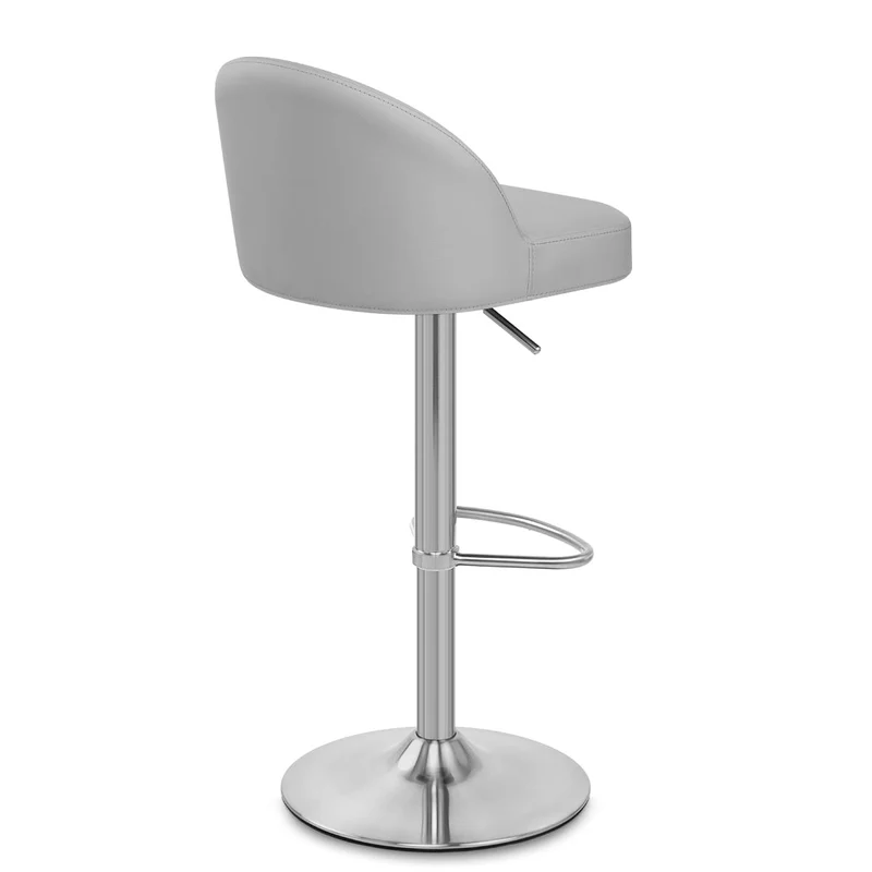Chaise de Bar Faux Cuir Chrome Brossé - Mimi Gris